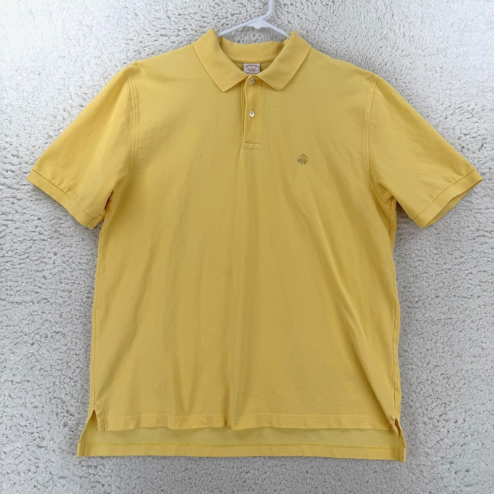 Brooks Brothers Performance Polo Shirt Mens XL Yellow Cotton Knit Casual Top